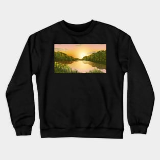 Forest with lake reflection Crewneck Sweatshirt